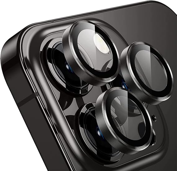 BUFF LABS Buff iPhone 14 Pro Max / 14 Pro Screen Protector 9H Safir Cam Kamera Metal Lens Koruyucu Siyah, Buff Labs
