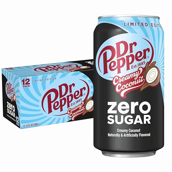 Louisiana Pantry Dr. Pepper Creamy Coconut 12 Ounce Cans or 20 Ounce Bottles (12 Pack 12oz, Dr. Pepper Creamy Coconut Zero Sugar)