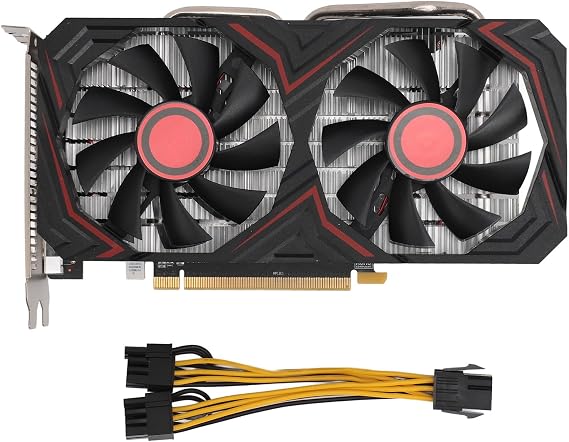 RX580 8GB GDDR5 256 bit graphics card, PCI express gaming card with dual fans, efficient and quiet performance, maximum resolution 2560x1600, aluminum alloy material