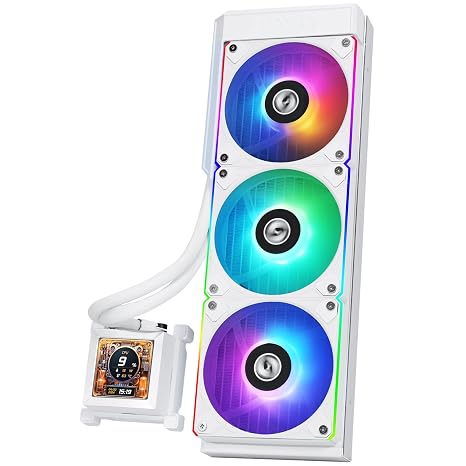Lian Li Hydroshift 360 AIO - Pre-Installed 3 x ARGB Fans - Side-Mounted Coolant Pathway - 2.88 LCD Screen - 480 480 Resolution - Captured Screenshots or Recorded Videos - White (HSLCD36RW) | Pre-Installed 3 ARGB Fans, Side-Mounted Coolant Pathway, Capture Images, Recorded Videos, LGA 1851,1700, 1200, AM5, AM4