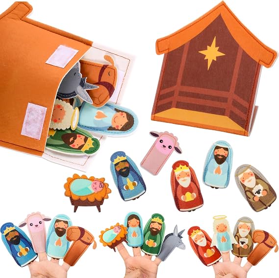Foilswirl 6 Set Nativity Story Felt Finger Puppets Sets Nativity Play Games