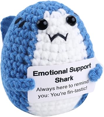 Funny Gifts Women Positive Shark Emotional Support Crochet Nuggets Pickle Plush Partner Cute Birthday Gift Gag Metal Health Gifts Unique Office Car Decor Office Gifts for Coworkers