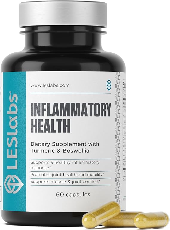 LES Labs Inflammatory Health Joint Support Supplement, 60 Capsules | Joint, Muscle & Mobility Support, Turmeric, Boswellia, Quercetin, Ginger, CoQ10, Muscle Relaxation & Recovery, Non-GMO