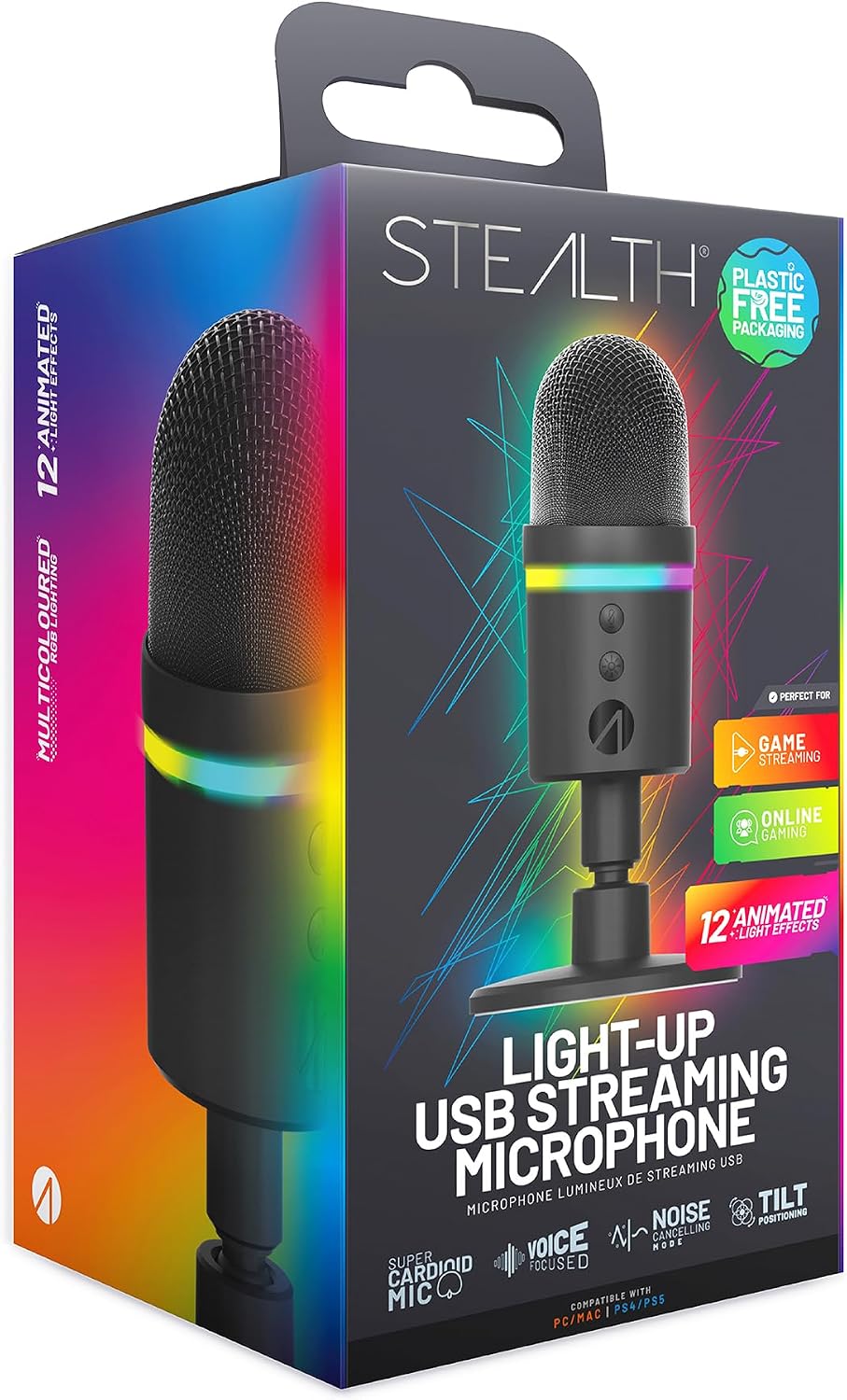 STEALTH Light-Up LED USB Streaming Microphone with Noise Cancelling Function