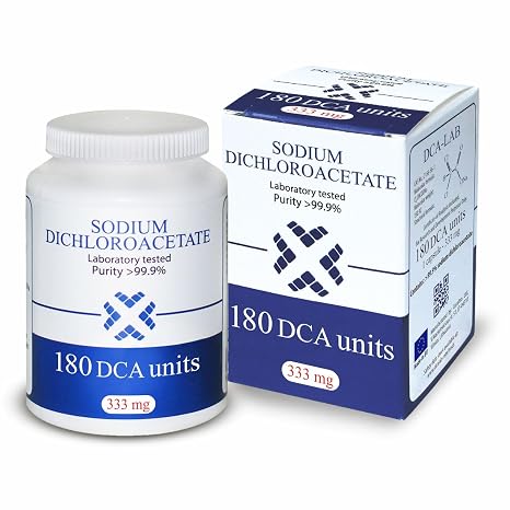 DCA - Sodium Dichloroacetate Sodium Dichloroacetate 333mg - Highest Purity >99.9%, Manufactured by DCA-LAB, with Certificate of Analysis, Inspected in Approved Laboratory, Direct from Manufacturer, 180 Capsules