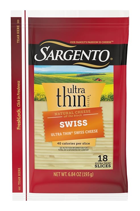 Sargento Ultra Thin Swiss Natural Sliced Cheese, 18 slices