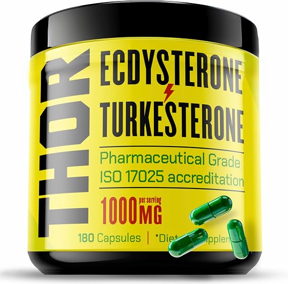 Turkesterone + Ecdysterone | Anabolic Supplement (3 Months - 180 Caps) Olympic Grade Testing - ISO 17025 Certification |1000mg - 98%-95% Purity with Lab Synthesized Cyclodextrin | Beta Ecdisterona