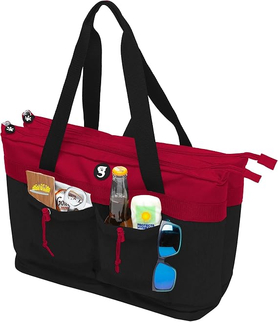 geckobrands 2 Compartment Tote Cooler Durable, Leak-Proof Insulated Cooler Bag for Food and Drinks