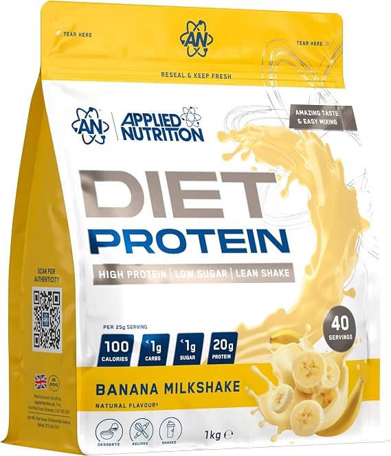 Applied Nutrition Diet Whey - High Protein Powder Supplement, Low Carb & Sugar, for Weight Management with CLA, L Carnitine, Green Tea (1kg - 40 Servings) (Banana Milkshake)
