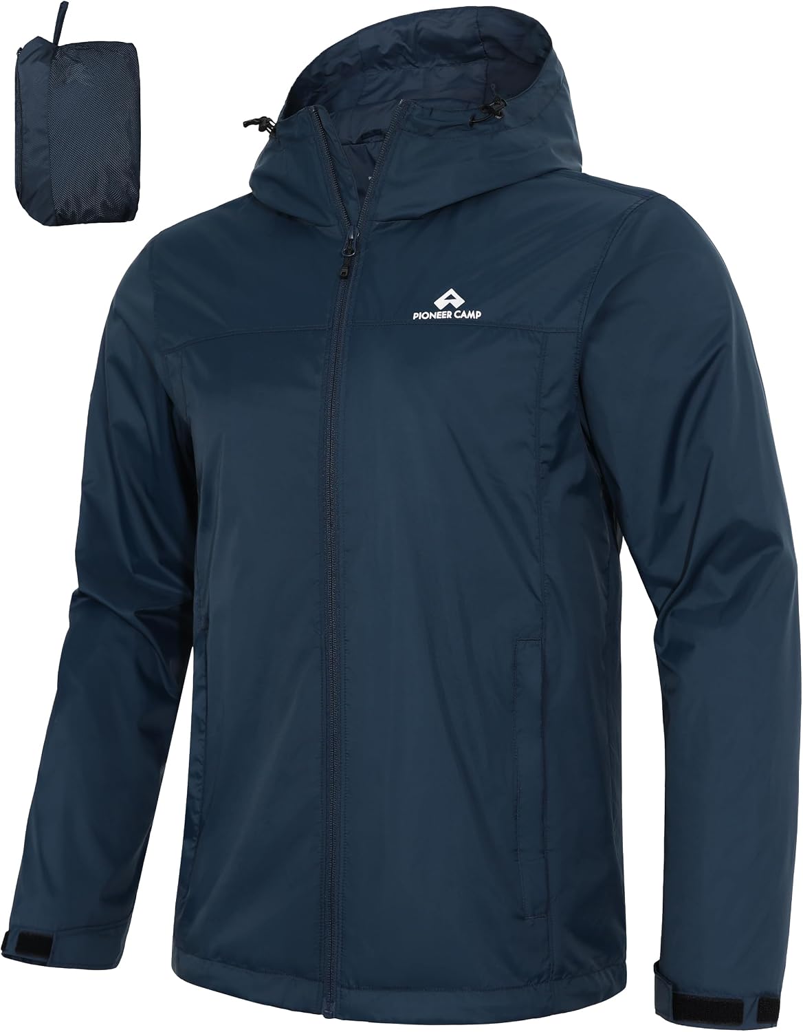 Pioneer Camp Lightweight Waterproof Jacket for Men - Breathable Hooded Windbreaker - Packable Raincoat for Cycling & Travel