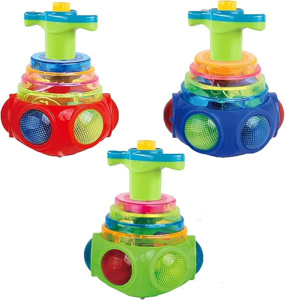 Light Up Toys, 3Pcs Flashing Toys UFO Spinning Tops for Kids Toddlers, Gyroscope Toy with Lights & Music, Magic Fidget Ball