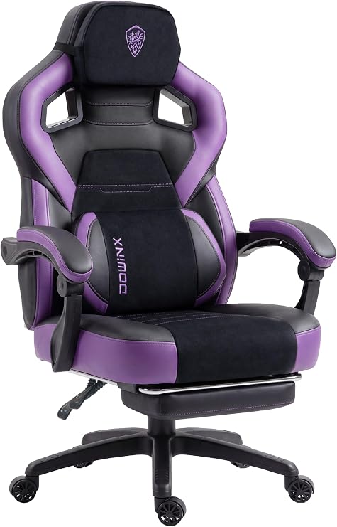 Dowinx Big and Tall Gaming Chair with Footrest, Dark Purple