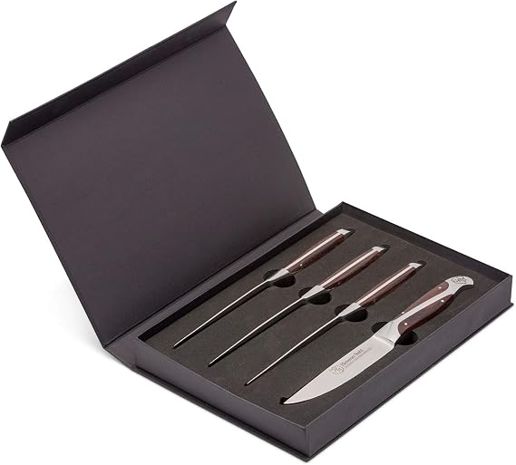 Steakhouse Series | High Carbon German Steel Stainless Steel Knife Set | Steak Knives Set Of 4 With Robust Quad-Tang Pakkawood Handle | 5-Inch Professional Balanced Non-Serrated Cutlery