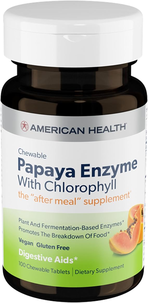 American Health Papaya Enzyme w/Chlorophyll Chewable Tablets, 100ct