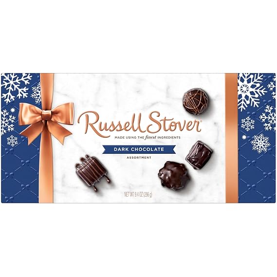 RUSSELL STOVER Christmas Dark Chocolate Candy Assortment Gift Box, 9.4 oz.