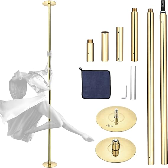 AW 9.25 FT Spinning Static Dancing Pole Kit, 45mm Adjustable Height Steel