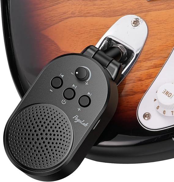 POGOLAB Mini Guitar Amp, 5W Portable Electric Practice Amp with Volume Control, Plug and Play, BT Rechargeable Plug-in Small Speaker for Guitar/Bass/Electric Instruments