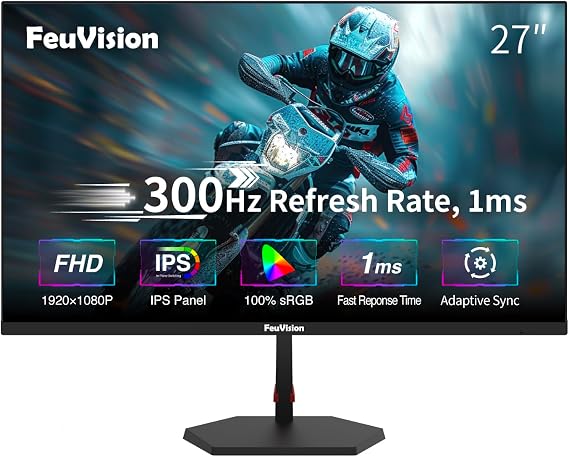 FeuVision 27 Inch Gaming Monitor 300Hz 240Hz Monitor FHD Screen