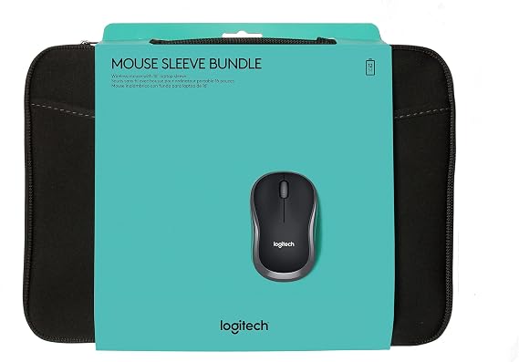 Logitech Bundle Wireless Mouse M185 Black & 16 Sleeve (Black)
