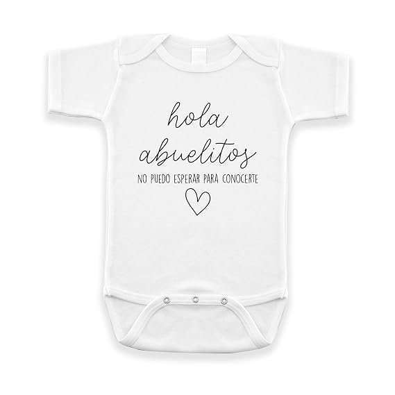 Hola Abuelitos Spanish Pregnancy Announcement Infant Bodysuit for Grandparents - Abuelito Gift for New Baby Reveal! (White)