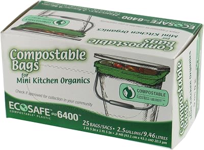 EcoSafe 2.6 Gallon Compostable EcoBio Bags, 25-Count