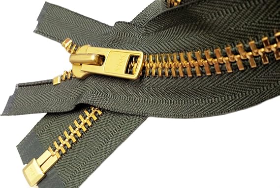 YKK Sale 29" Extra Heavy Duty Jacket Zipper YKK #10 Brass Separating ~ Color 567 Olive Green (1 Zipper/Pack)