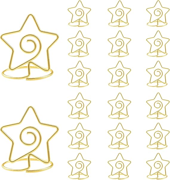 20 Pcs Mini Place Card Holders for Weddings,Wedding Table Number Holders Place Card Holders for Table,Table Place Card Holders (Star)
