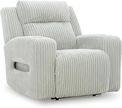 Signature Design by Ashley Broad Cove Casual LED Power Recliner with Adjustable Headrest, Storage and USB Ports, Light Gray