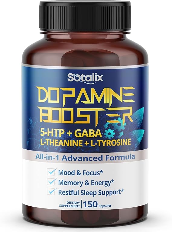 5-HTP + GABA with L-Theanine + L-Tyrosine - Mood & Focus, Memory & Energy, Restful Sleep Support (150-day Supply (Pack of 1))