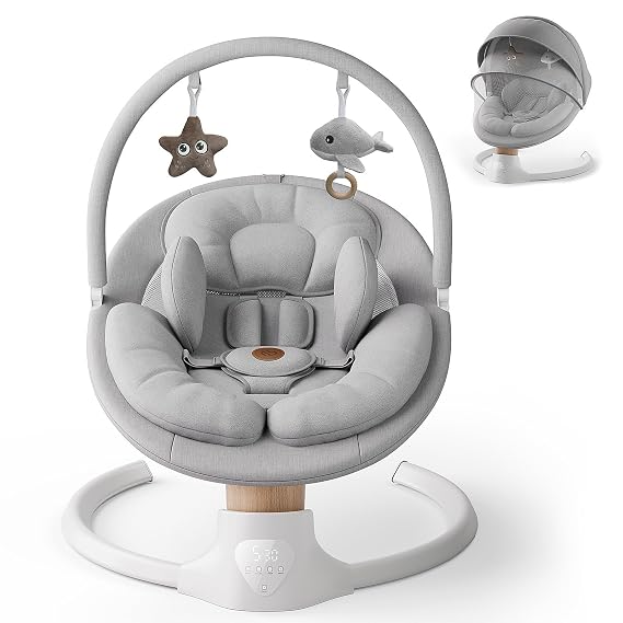 Baby Swings for Infants, FasonBaby Electric Baby Swing with Bluetooth Music | Infant Swing with 5 Speeds, 10 Preset Melodies and Remote Control, Portable Baby Swing for Indoor and Outdoor