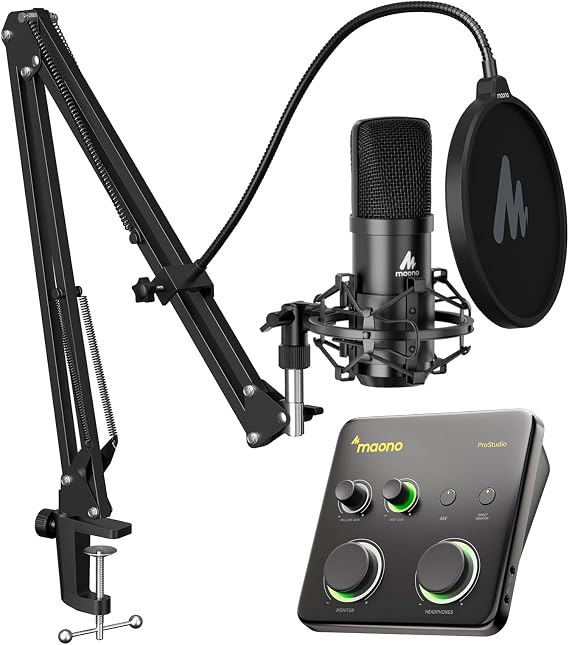 MAONO A04 Gen2 & P1 Studio Recording Equipment Include Interface & Microphone for Create
