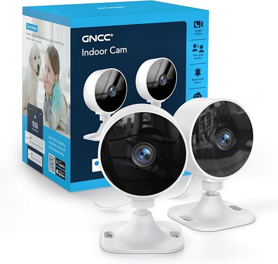 GNCC 2 Pack Indoor Surveillance Camera for Baby & Pets 2.4G WiFi Camera