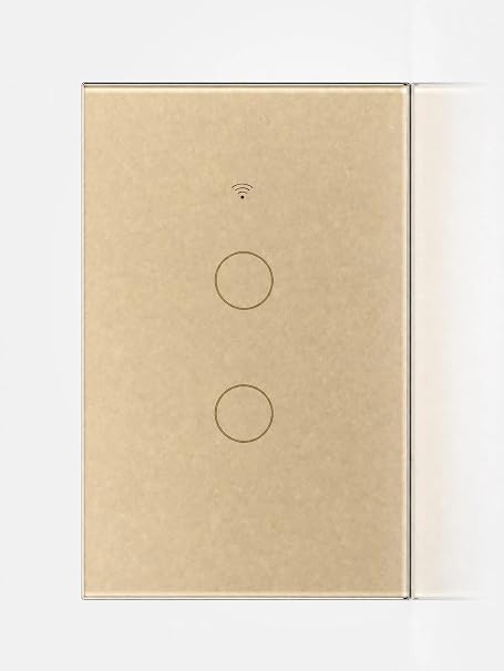 WiFi Smart Light Wall Switch,Neutral & No-Neutral Wiring, Gold 2 Gang