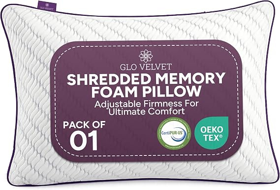 Shredded Memory Foam Pillow 1 Pack, Adjustable Fill, 71x45cm