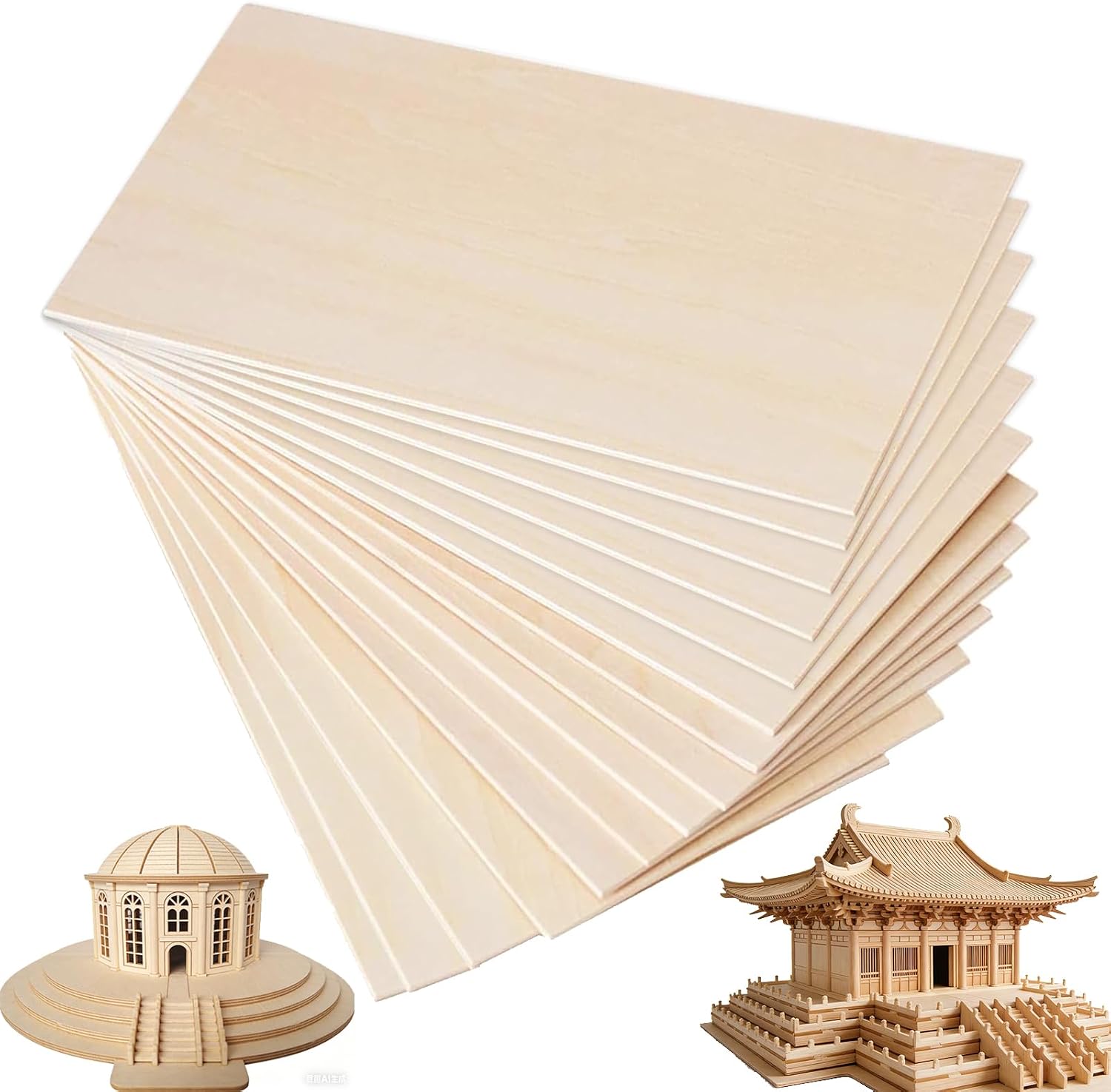 15Pcs Balsa Wood Sheets for Crafts, 200x100x2mm Thin Wood Planks, Balsa Wood Board with Smooth Surfaces for Painting, Home Decoration, Arts Projects, Engraving, Architectural Models