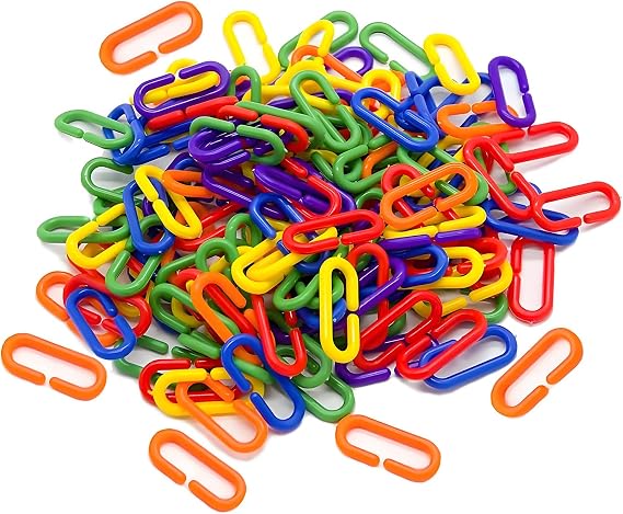 Plastic Clips Hooks Chain Link Baby Rings Rainbow Kids, 60 Pcs