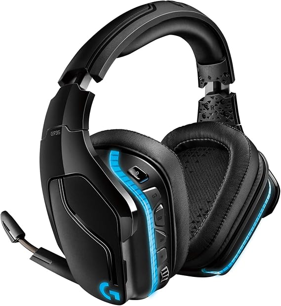 Logitech G935 LIGHTSYNC RGB Wireless Gaming Headset - Black/Blue | DTS:X, LIGHTSYNC RGB lighting