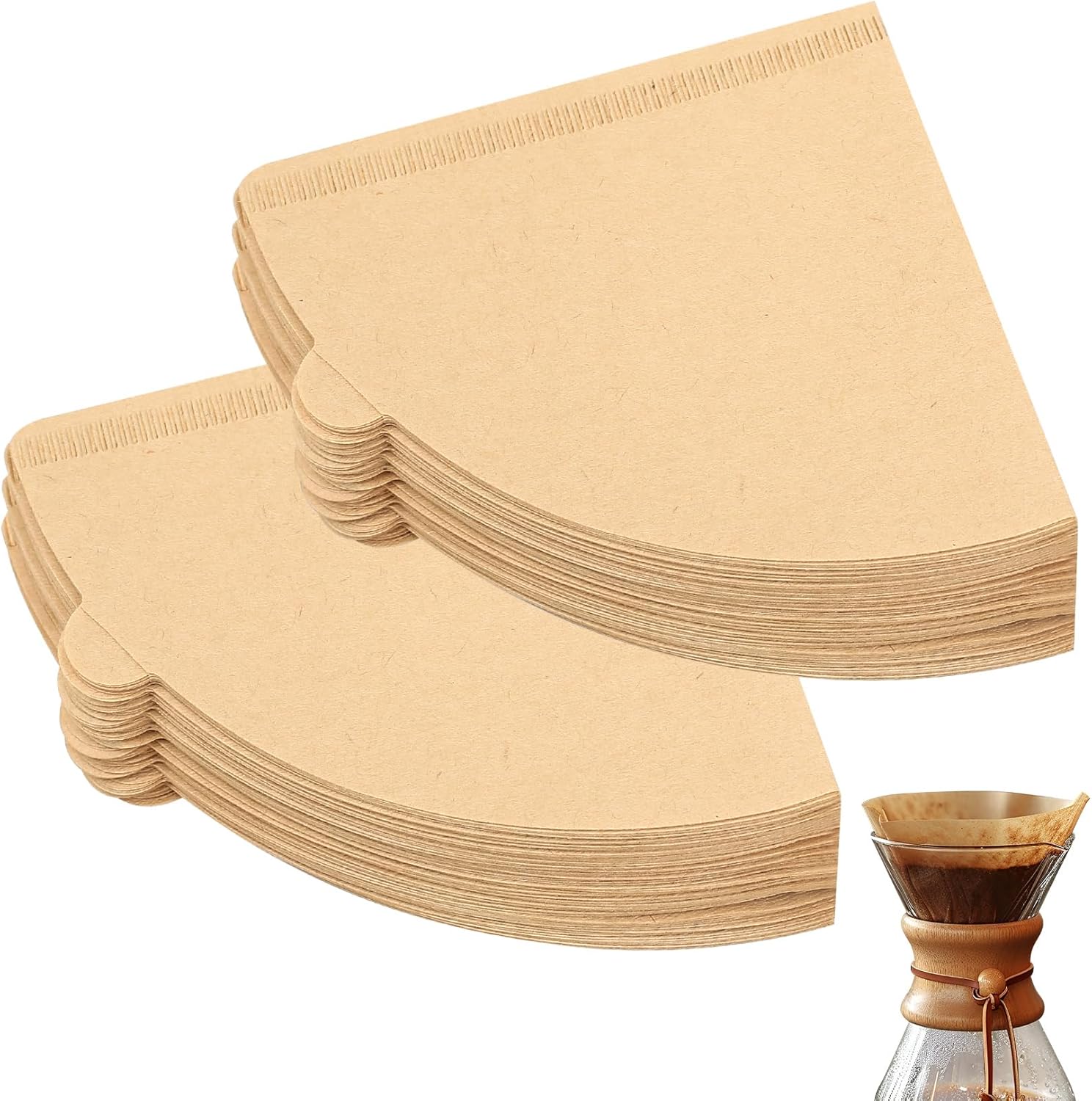 200 Pcs Unbleached Cone Filter Paper - Size 02, Compatible with Coffee Dripper & Pour Over Maker - 1-4 Cups