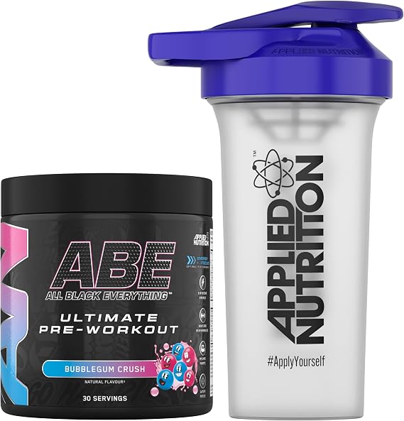 Applied Nutrition Bundle ABE Pre Workout 375g + 700ml Protein Shaker | All Black Everything Pre Workout Powder, Energy & Physical Performance