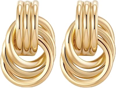 Chunky Knot Link Earrings for Women Circle Statement Drop Dangle Classic Earrings Studs Fashion Jewelry Trendy