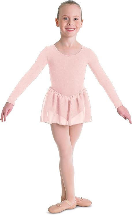 Bloch Dance Girl's Petal Skirted Long Sleeve Leotard, Light Pink-6x/7