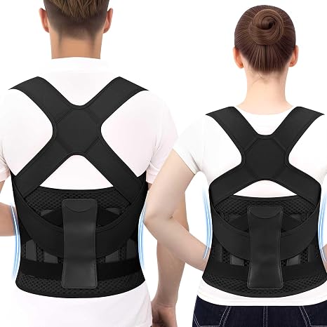 Back Brace Posture Corrector for Women and Men (Black, Large)