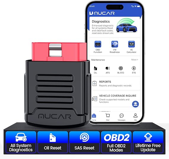OBD2 Scanner Bluetooth, Wireless Car Diagnostic Tool with All System and 2 Reset(Oil and SAS), Check Engine Light and Auto VIN, Lifetime Free Update