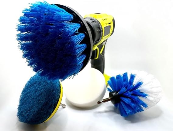 4 Piece Drill Brush Attachment Set, Scrubbing Pad and Sponge | Scrubbing Pad and Sponge - Power Brush Scrubber Deep Cleaning Kit for Bathroom Kitchen Boat Car Grout Floor Tub Shower Tile