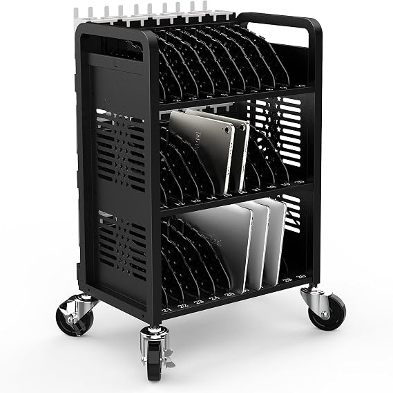 Meteteel 30 Device Open Charging Cart for Chromebook iPad Tablet Laptop