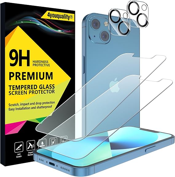4youquality 4-in-1 for iPhone 13 Screen & Camera Lens Protector