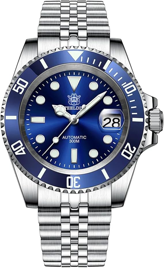 watchdives Steeldive Men's Automatic Watch SD1953 Stainless Steel NH35 Movement 300M Diving Watches Black Dial Green Bezel Luxury Leisure Fashion Business Diving Sports