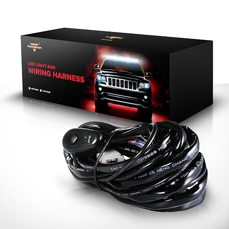Auxbeam LED Light Bar Wiring Harness, 8.2 FT 12V Fuse Relay ON/Off Switch | Easy to Install, Wiring Harness Kit for Fog Light, Work Light, Off Road Driving, Night Driving (1 Lead 2.5 Meter Universal)