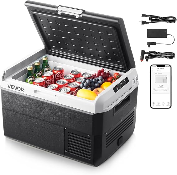 VEVOR 12 Volt Car Refrigerator, 42.3QT/40L Car Fridge, Portable Electric Cooler with -4F~68F Adjustable Temperature, 12/24V DC and 100-240V AC Compressor Freezer for Outdoor, Camping, Travel, RV
