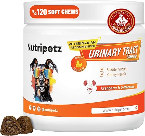 Urinary Comfort Chews for Dogs - Natural Cranberry & Herbal Blend for Kidney, Bladder & UT Health, 120 Soft Chews